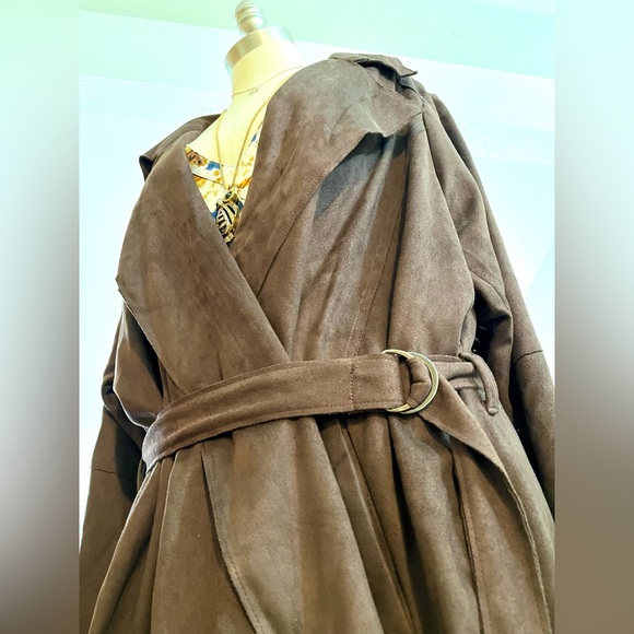 NWT L Brown Trench Coat - Picture 4 of 9